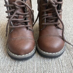 Crevo Brown Lace-Up Kids Ankle Boots